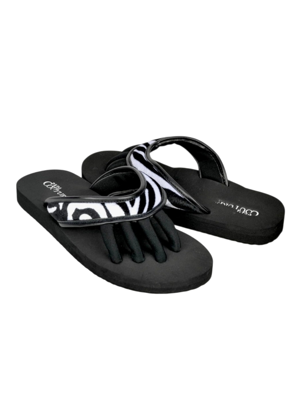 PEDI COUTURE Comfort Women's Toe•Post Sandals ▪︎ Zebra Print ▪︎ Sz MD 7/8